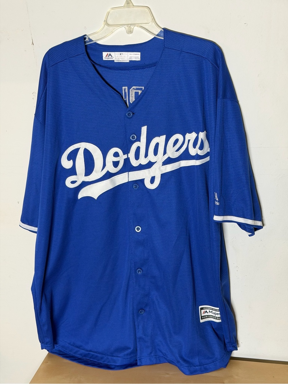 Majestic Dodgers Safari Room #1 Custom Cool Base Jersey Blue 3XL Stitched